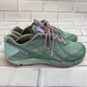 Merrell Green and Blue Trail Running Shoes with Breathable Mesh